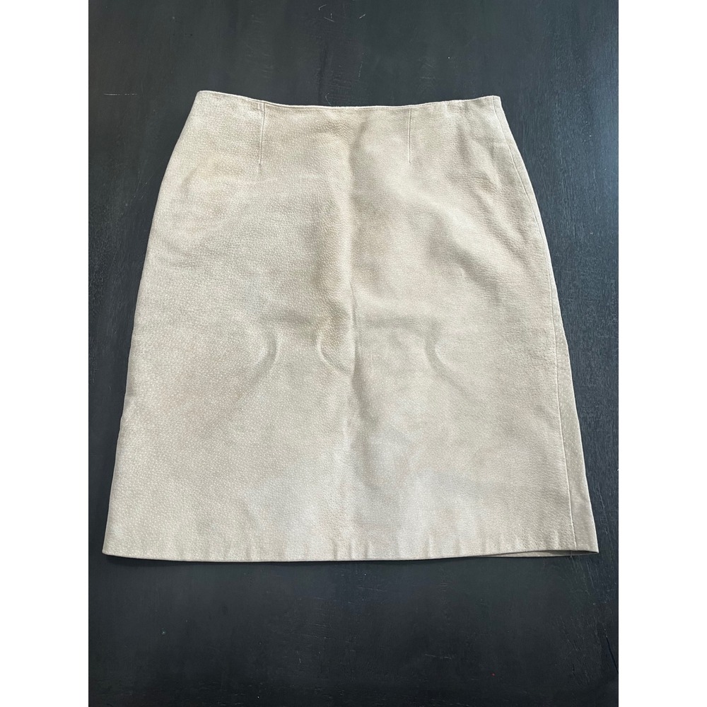 Beechers Brook Fairweather Tan Beige Genuine Suede Pencil Skirt Womens 8 Vintage
